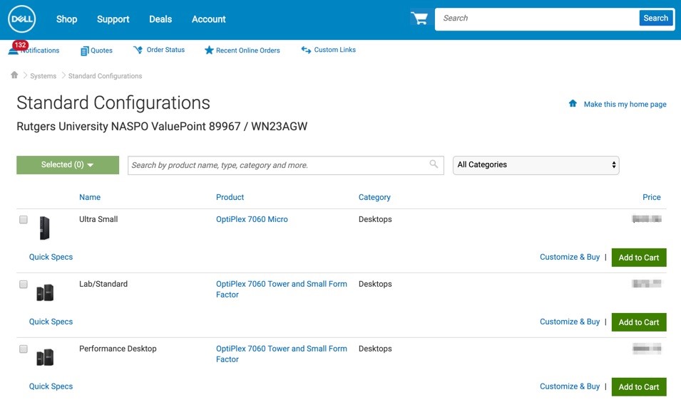 Dell Premier ordering Computer Standards