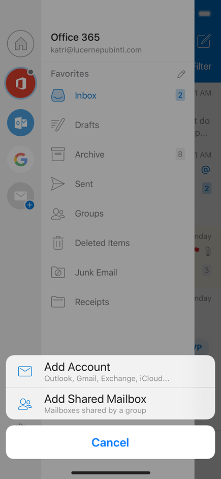 the primary account cannot be removed outlook 2019