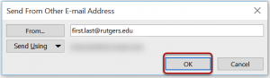 An image showing the "Send From Other E-mail Address" window.