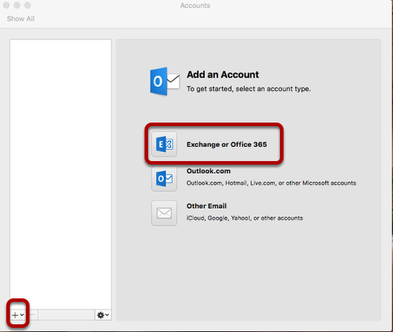 how do you set up different accounts in outlook 2016 for mac