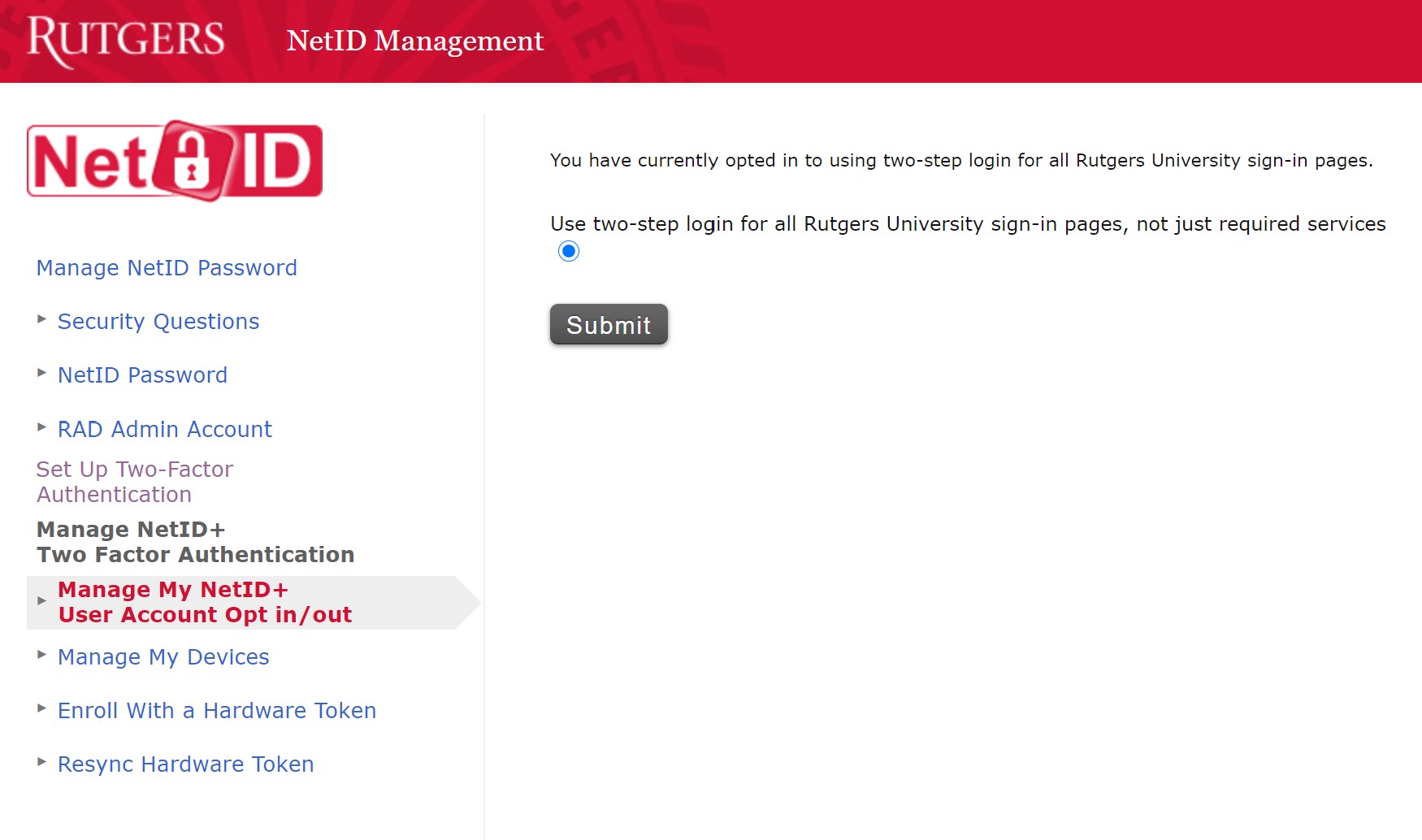 Optin to twostep login with Duo Twostep Login
