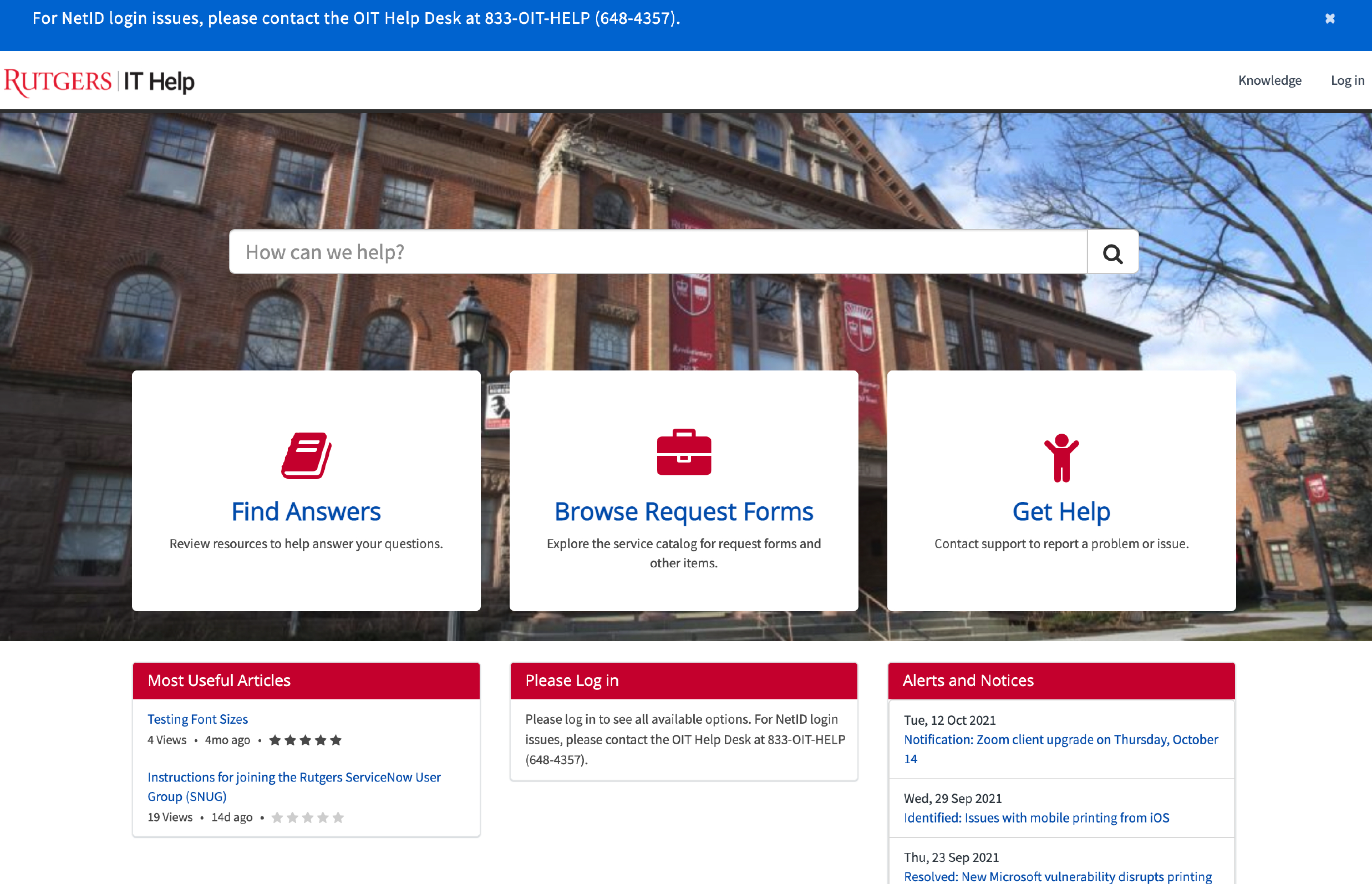 myRutgers dashboard for faculty and staff