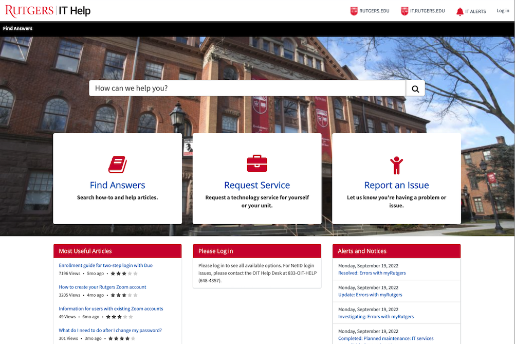 Rutgers IT Help portal tailors tech support for the university community